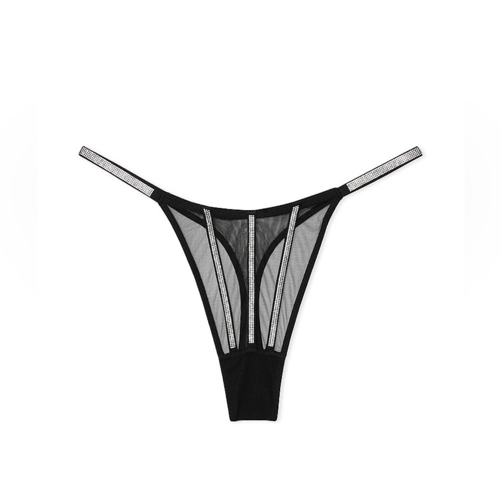 VICTORIA’S SECRET VERY SEXY
VS Sheer  Shine Corset Top & Thong Panty Black - Picture 7 of 12